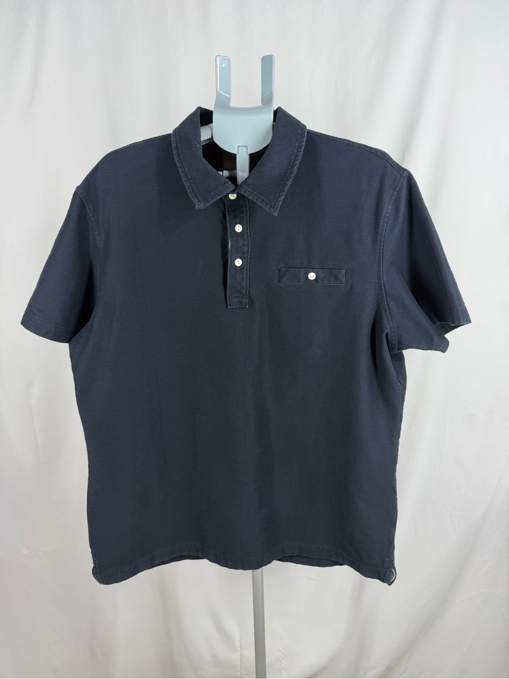 JACHS New York Mens XL Navy Blue Polo Shirt Short Sleeve Stretch Pocket Casual